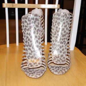 Silver leopard cage ivanka Trump shoes